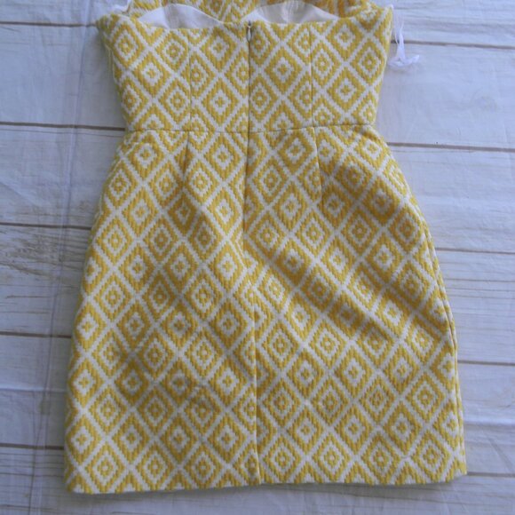 Anthropologie Hutch YELLOW/WHITE PATTERNED STRAPLESS 90'S Y2K DRESS SZ 4 - Picture 2 of 3